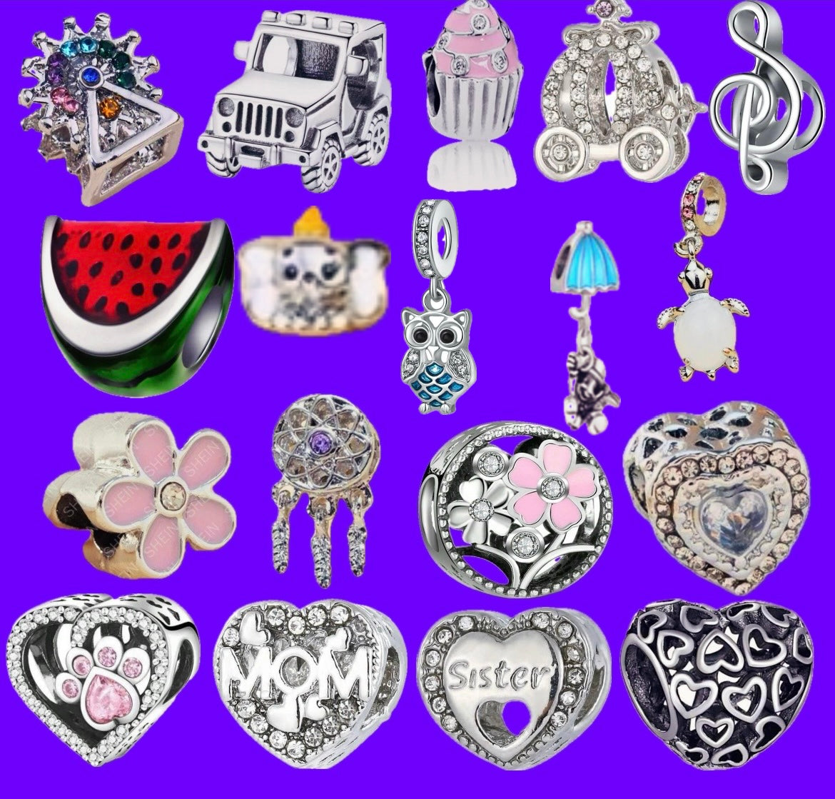 Charm bracelet and 5 mystery charms
