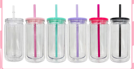 16oz Acrylic snow globe can shaped cup (12oz internally)