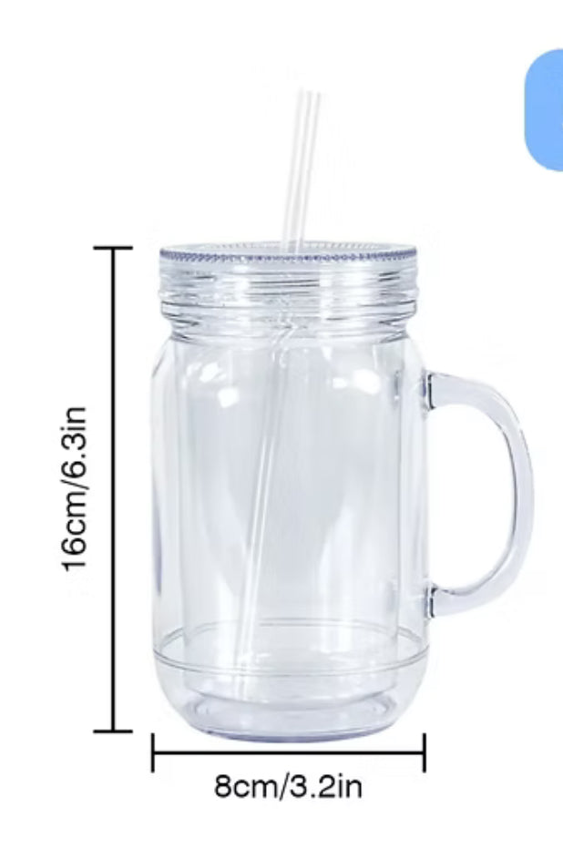 20oz acrylic snowglobe mason jar